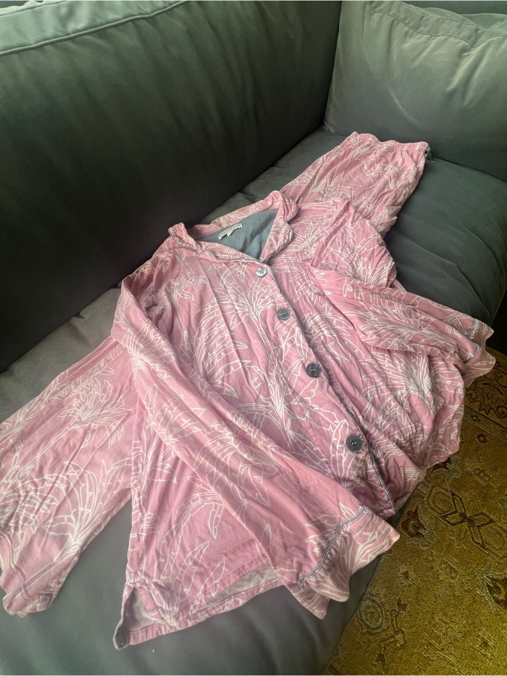 PJ Salvage Pink Pajama Set Small – Long Sleeve Button Top & Pants